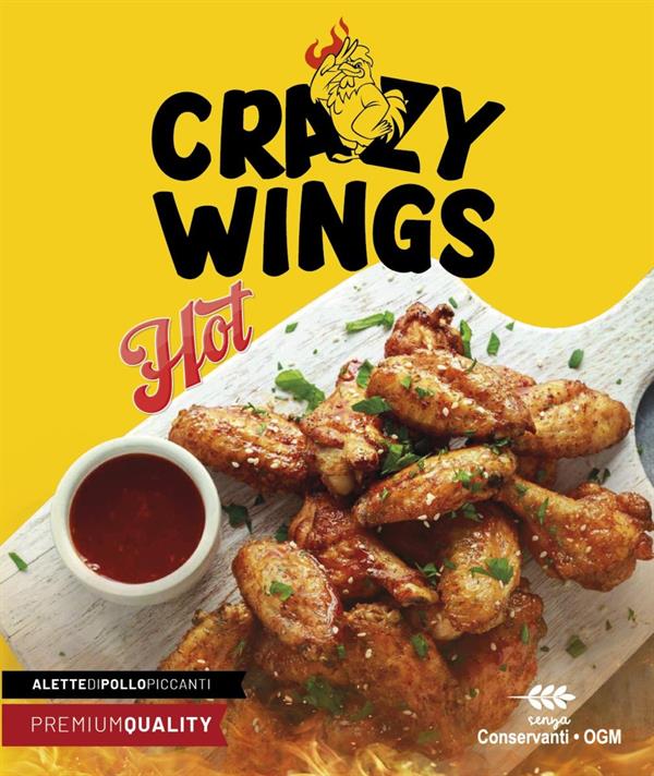 CRAZY WINGS ALETTE DI POLLO PICCANTI 50gr PZ 20 (CT. 1X6)